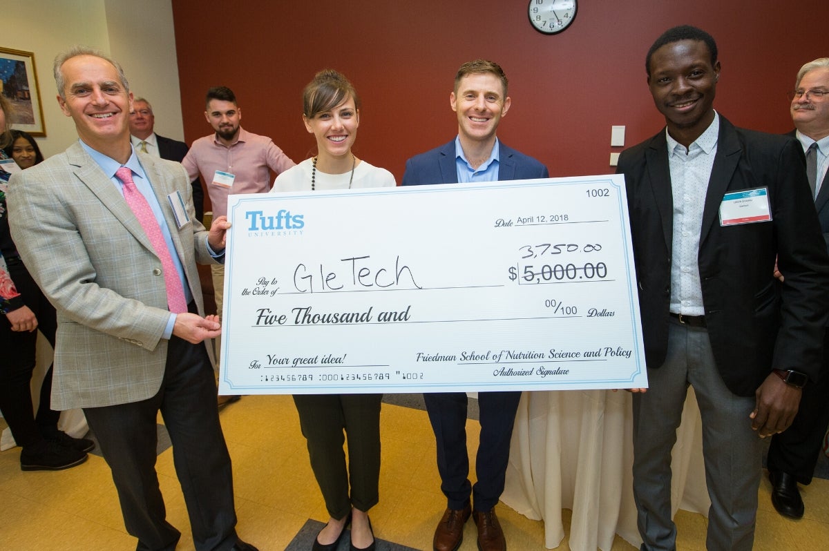 Team GleTech accepts their award at the 2018 Entrepreneurship Competition