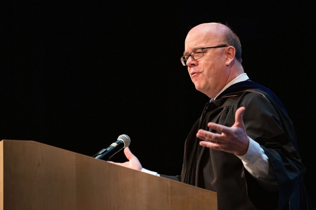 Representative Jim McGovern giving the commencement address to the class of 2019